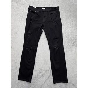 Abercrombie & Fitch Jeans Mens Measured 33x29 Black‎ Skinny Stretch Distressed